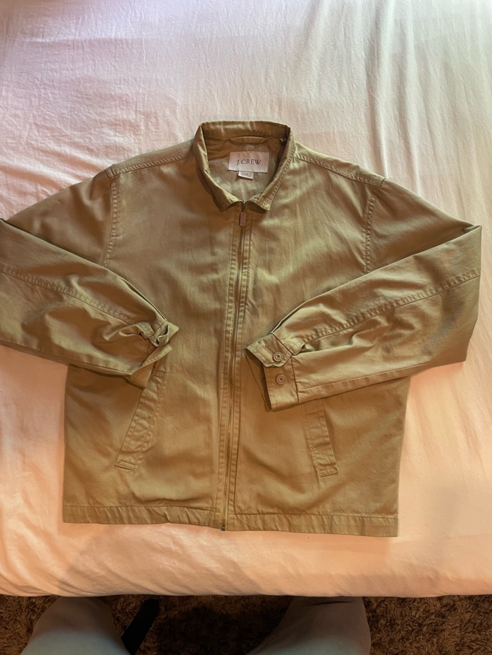J. Crew Khaki/Tan Zip-Up Utility Jacket w Silk Liner Medium